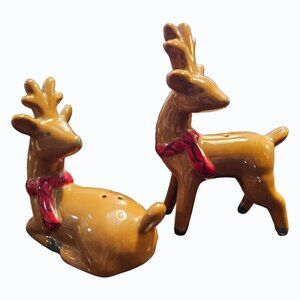 Threshold Christmas Reindeer Ceramic Salt Pepper Shaker Set 2015 Earthenware